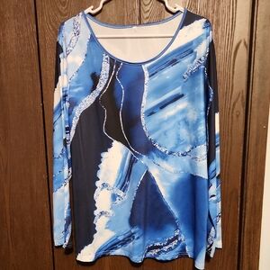 Stylish Blue Abstract Women's Top